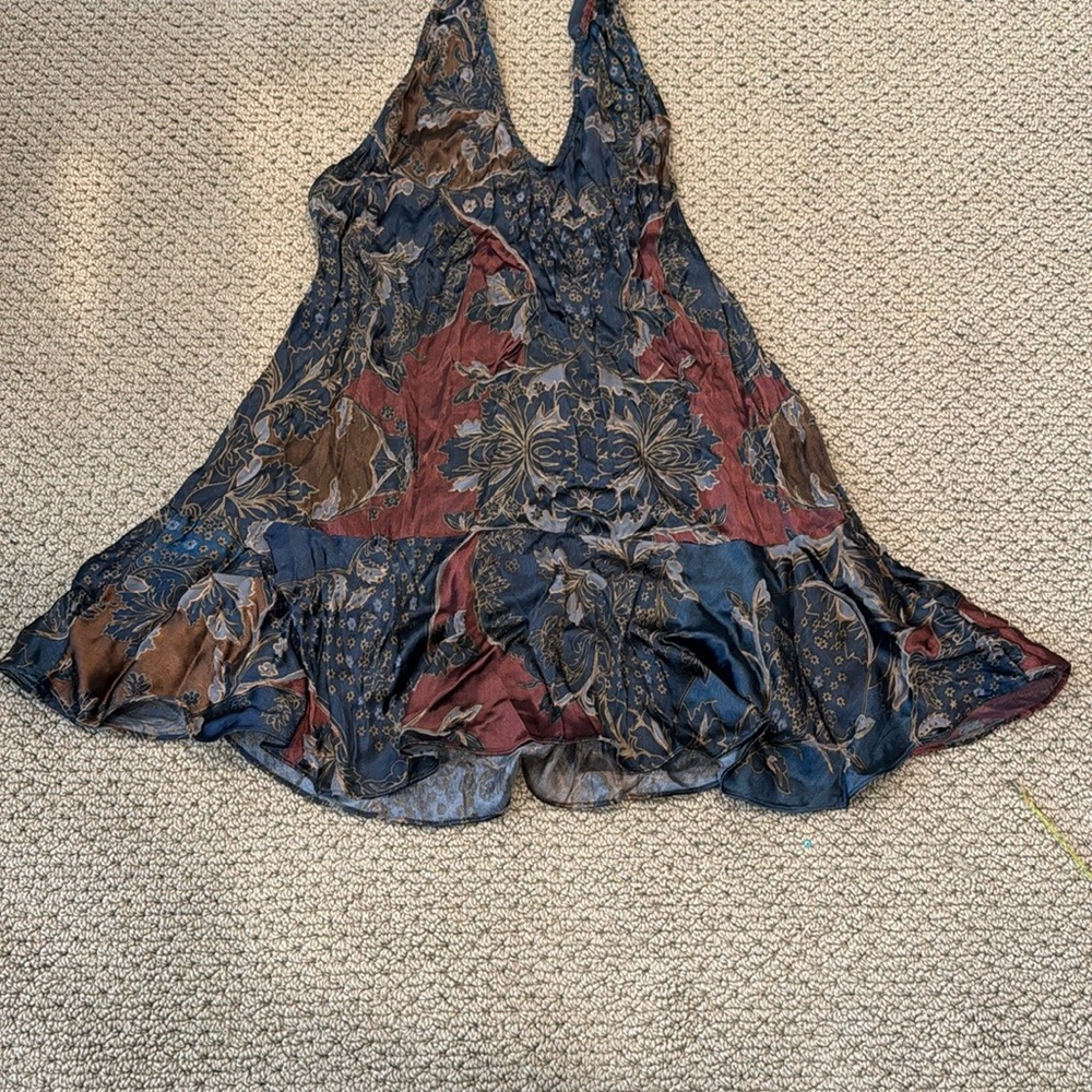 Free People Navy Blue & Burgundy  Halter Top - Picture 9 of 10